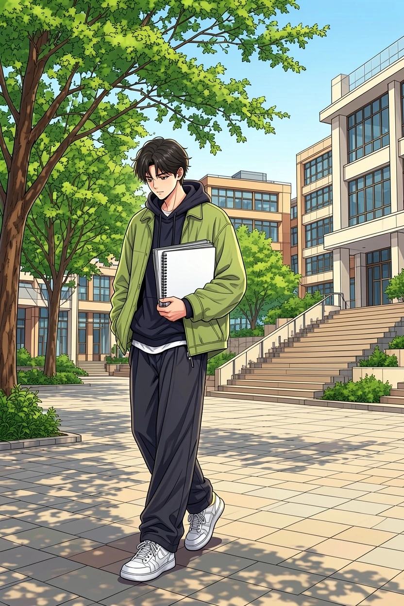 Webtoon Clean AI-colored school scene manga result