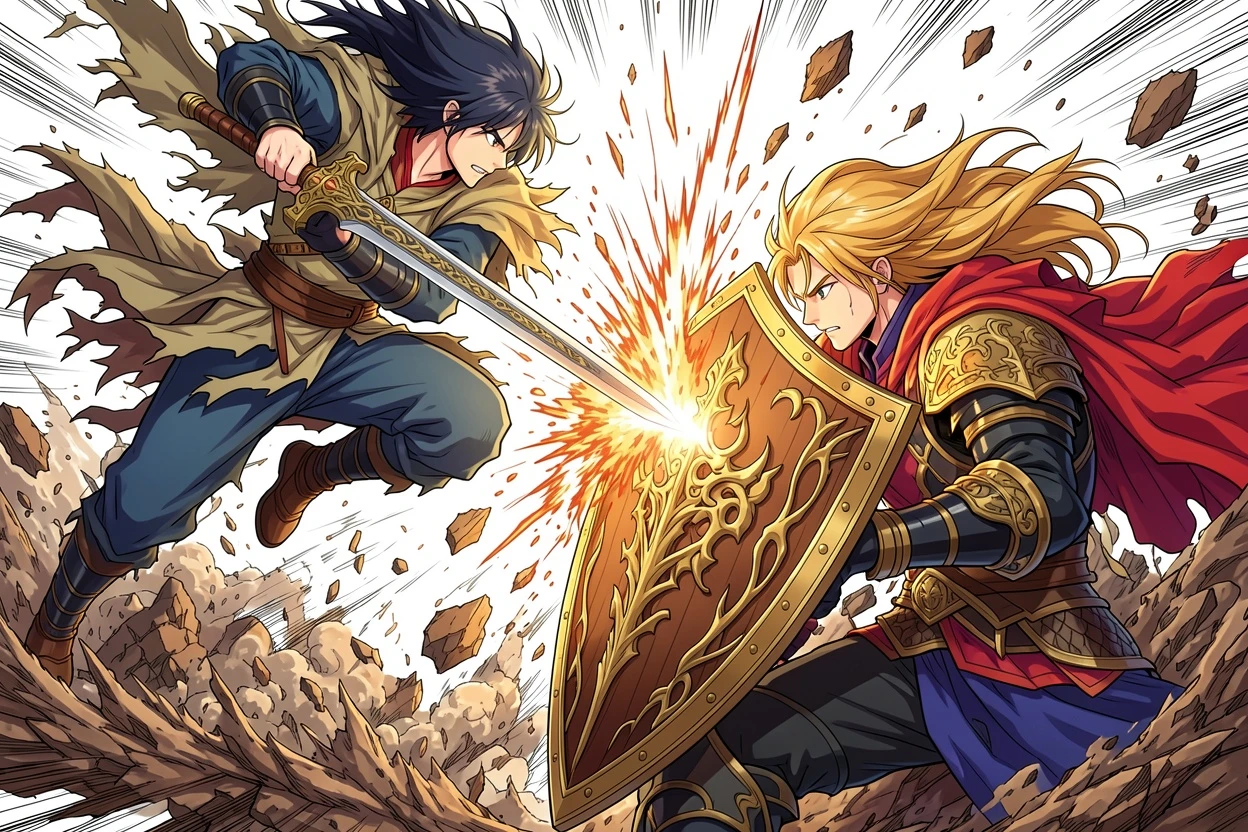 Webtoon Clean AI-colored action fight manga result