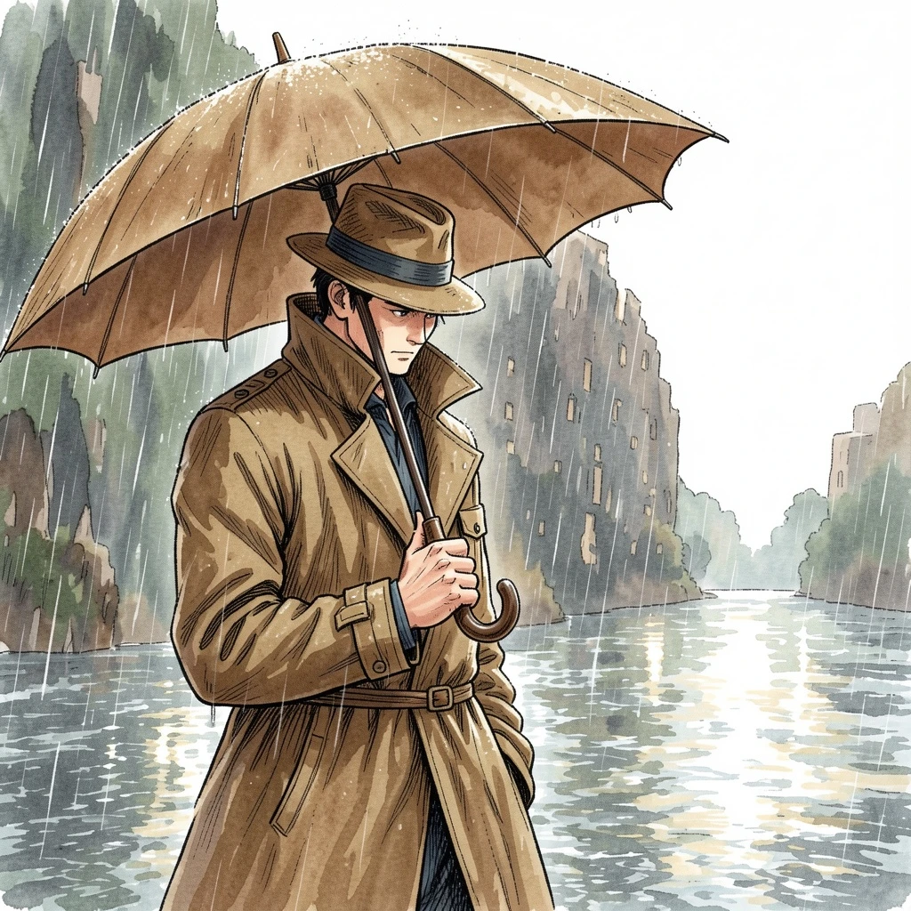 Ink Wash Color AI-colored heavy screentone manga result