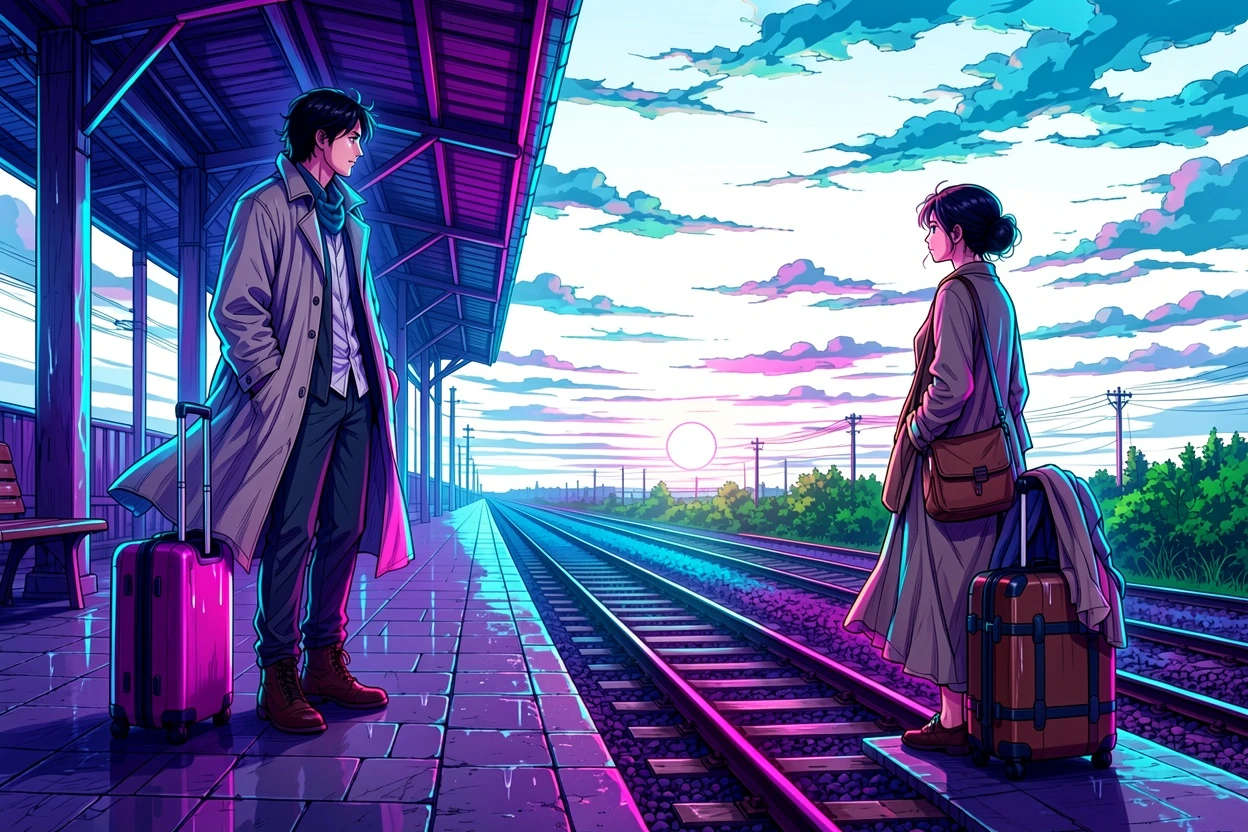 Neon Noir AI-colored romance platform manga result
