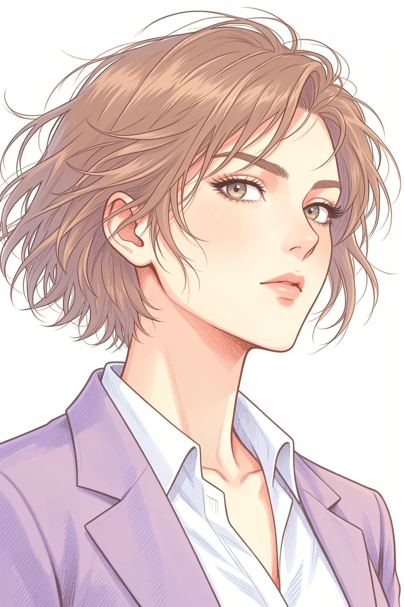 Soft Pastel AI-colored character close up manga result